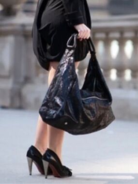Lola Bernard Black Croc-Embossed Shoulder Bag